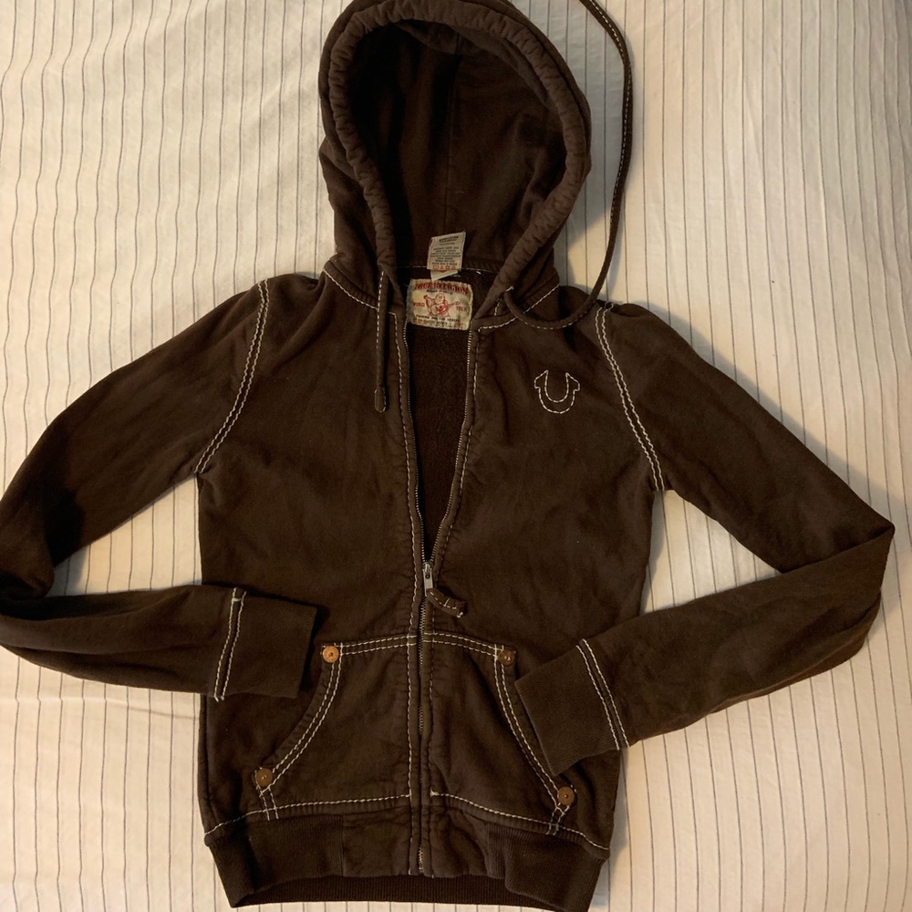 True Religion Hoodie Sweatshirt Brown